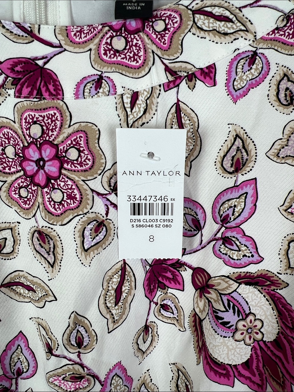 NEW Ann Taylor Floral Maxi Dress White with Magenta Pink and Brown Floral 8 - Picture 6 of 8